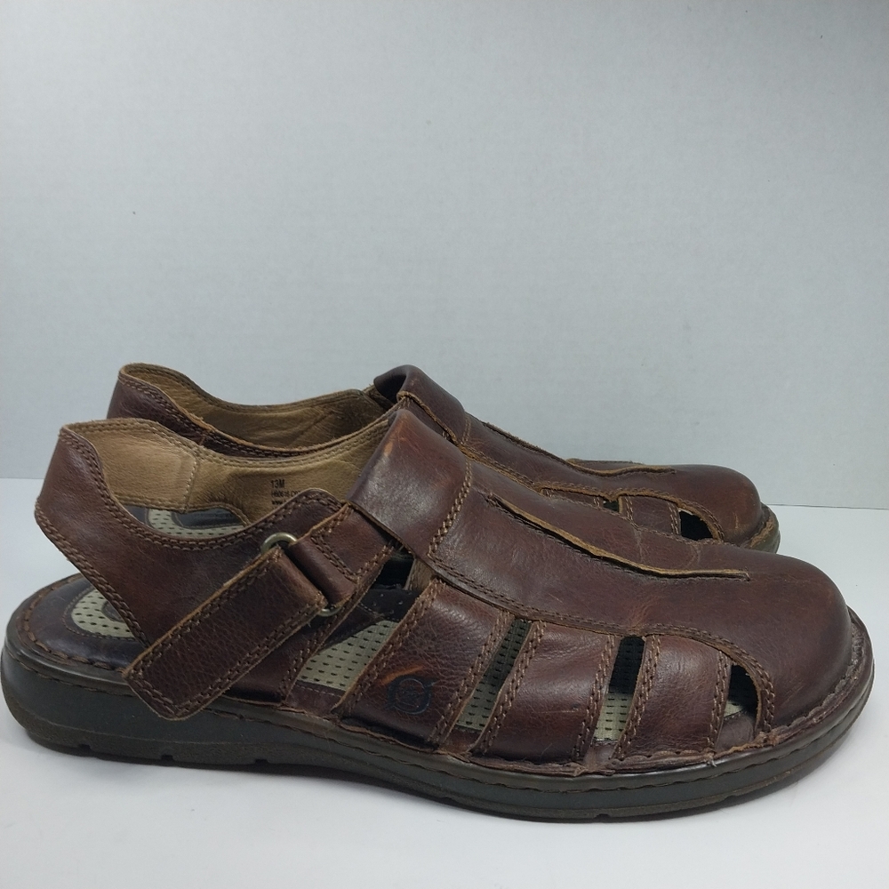 Born Sandals Mens 13 M Brown Leather Fisherman Comfort Slingback Adjustable - Picture 10 of 15